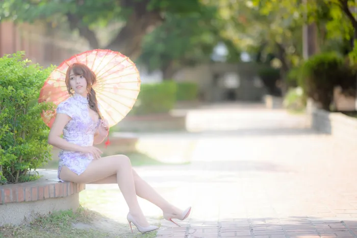 [Mzsock] NO.040 Listening Cheongsam, stockings, high heels and beautiful legs, outdoor shot street photography#[87P]-28